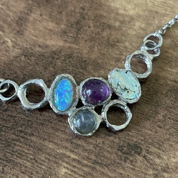 Silpada Sterling Silver 925 Necklace Roman Glass Amethyst Opal Labradorite Rare - Picture 5 of 16